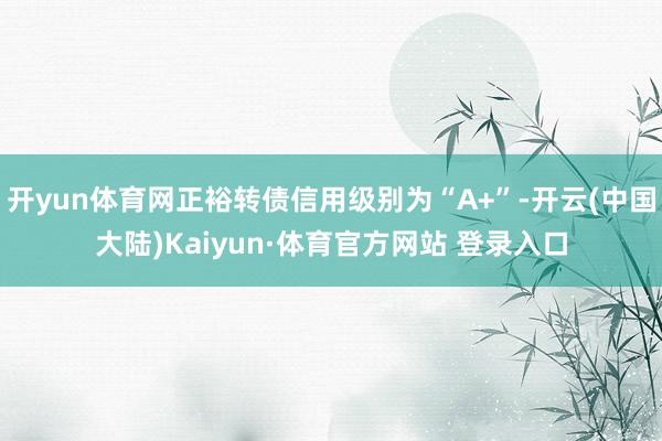 开yun体育网正裕转债信用级别为“A+”-开云(中国大陆)Kaiyun·体育官方网站 登录入口
