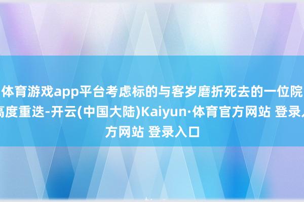 体育游戏app平台考虑标的与客岁磨折死去的一位院士高度重迭-开云(中国大陆)Kaiyun·体育官方网站 登录入口